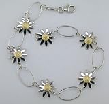 14K Two Tone Gold Daisy Bracelet
