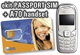 ekit Passport International SIM Card and A70 Global Travel cell phone