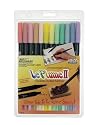 Uchida 1122-12B Le Plume II Double-Ended Markers with Brush and Fine Tips, Pastel, Set of 12