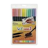 Uchida 1122-12B Le Plume II Double-Ended Markers with Brush and Fine Tips, Pastel, Set of 12 ~ Uchida Of America