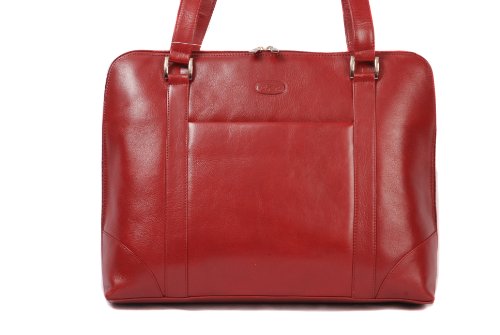 Dark Red burgundy leather large shoulder handbag work bag with 3 sided zip by Hansson