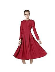 Vintage Fit-and-Flare Cotton Winter Long Sleeves Party Dress 