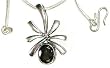 Silver Pendant with Chain Smoky Quartz Gemstone Jewelry 1.25 inches