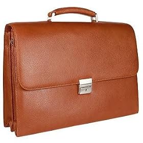 Tavecchi Mens Brown Italian Leather Multi-compartment Briefcase