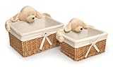 Badger Basket Company Nursery Basket Set with Smile Plush Animal in Natural