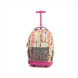 Jworld 18 inch Rolling Backpack Squares Neon