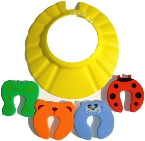 SET of 5pcs: 4 Door Stoppers/ Finger Guards and 1 Bath Visor / Shower Cap. Perfect for Christmas / Holidays. FAST SHIPPING