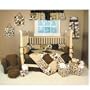 BUBBLES BROWN 4-PIECE CRIB SET INCLUDES 4-PIECE BUMPER, COVERLET, SHEET, BOX PLEAT SKIRT.