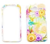 HTC EVO Shift Colorful Flowers with Green Leaves on White Hard Case, Cover, ....