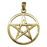 Gold Color Bronze Open Pentacle Pendant - Wiccan Pagan Jewelry