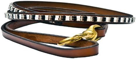 Just Fur Fun Dog Leash, Tuxedo, 4-Feet, Brown Leather