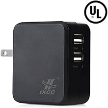 [ UL Certified ] iXCC&reg; Dual USB 3.4 Amp (17 Watt) SMART High Capacity [High Power] AC Travel Wall Charger - ChargeWise (tm) Technology High Speed Charging for Apple iPhone 6/ 6 plus/ 5s/ 5c/ 5/ 4s/ 4; iPad Air 2/ iPad Air; iPad mini 3/ iPad mini 2/ iPad mini; Samsung Galaxy S6 / S6 Edge / S5 / S4; Note Edge / Note 4 /Note 3 /Note 2; the new HTC One M8/ M9; Google Nexus; Kindle; Nook and More [Black]