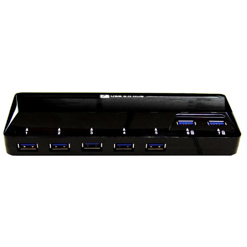 LB1 High Performance New USB 3.0 Hub 7-Port Super Speed for Asus G75VW-DS72 17.3-Inch Laptop (Black) 7 Ports USB 3.0 Hub with 5 USB 3.0 Data Ports + 2 Smart Charging Ports (5V / 1.5A) with 5V 4A Power Adapter