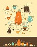 IMAGE OF Wallmonkeys Peel and Stick Wall Decals - Coffee Set - 60