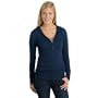 District Threads Junior Ladies Long Sleeve Thermal Henley Hoodie, New Navy, Small