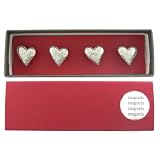Pewter Heart Magnets Set of 4 Gift Boxed