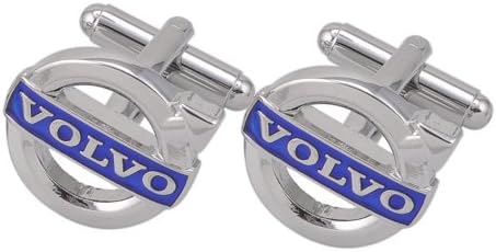 GoodBZ Silver Blue Volvo Automobile Cufflinks, Car Logo Novelty Cufflinks