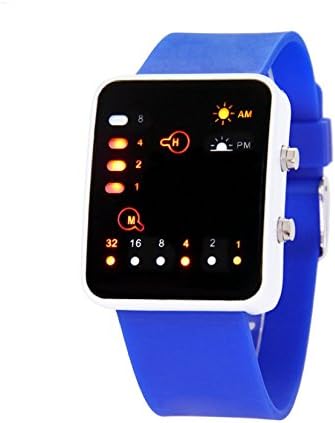 Nicedeco - Blue Awesome Binary Code Digital Mens Watch LED Wrist Watch with Soft Rubber Material (Programmer Gift)