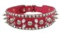 24 Inch Hot Pink Leather Spiked / Studded Dog Collar - M