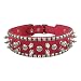24 Inch Hot Pink Leather Spiked / Studded Dog Collar - M