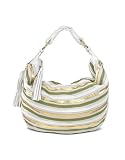 Fontanelli Cream Leather Striped Suede Gusset Hobo Bag