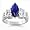 Bling Jewelry Sterling Silver 2ct Marquise Blue Sapphire Color CZ Bar Side Stone Engagement Ring - Size 5
