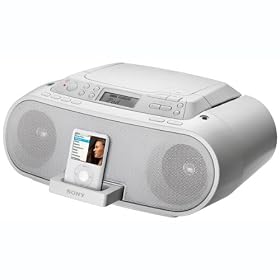 Sony Boombox with CD Player, AM FM Radio, and iPod Dock (White) by Sony