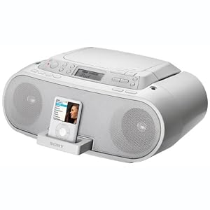 Sony Boombox with CD Player, AM FM Radio, and iPod Dock (White) by Sony