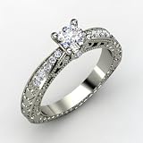 Amelia Ring,Round Diamond Engagement Ring in 14K White Gold with Diamond