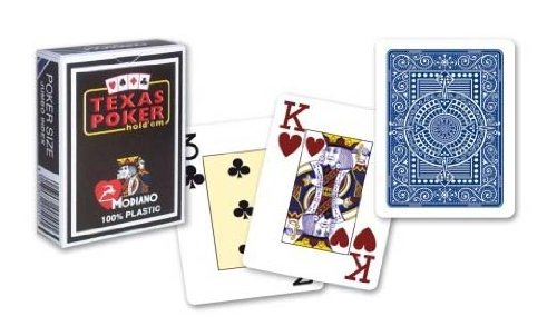Modiano Italian Poker Game Playing Cards - Black Box Texas Poker - Blue Deck - Jumbo 2 Index - Single Card Deck - 100% Plastic Made in Italy