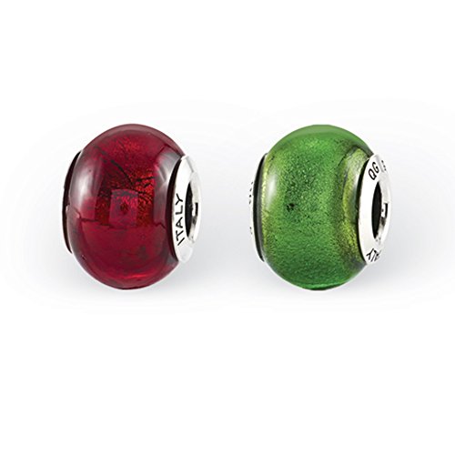 Sterling Silver & Murano Glass Christmas Cheer Boxed Charm Set