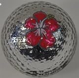 SILVER METALLIC GOLF BALL with HIBISCUS imprint - BLING GOLF BALLS! by Navika