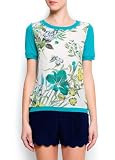 412B7uOeLcL. SL160  Mango Womens Floral Print Panel T Shirt   Keira2