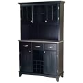 Buffet with 2-Door Hutch - Black/ Stainless Steel
