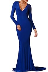 Sexy Summer Long Sleeves Mermaid Cocktail Polyester/Spandex Ruched Backless Evening Dress/Party Dress 