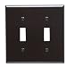 Leviton 85009 2-Gang Toggle Device Switch Wallplate, Standard Size, Thermoset, Device Mount, Brown