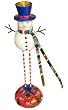 11" Sparkling Colorful Glitter Snowman Taper Candle Holder