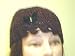 Cp122pb, Hand Crocheted Plum Color Chenille Gimp Skull Cap with Black Velvet Rhinestone Studded Butterfly for Women and Teens.. Tight Weave Suitable to Wear in Cold Weather