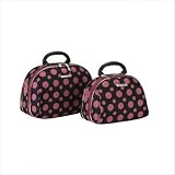 2 Piece Cosmetic Case Set in Black Pink Dot
