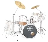 HB Drums 7 Piece Pacific Coast White Drum Set Complete Free US Shipping, Cymbal Pack & Throne