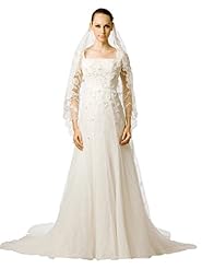 A-line 3/4 Sleeves Chiffon Beaded Sheer Applique Lace  Dress with a Court Train 