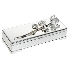 Godinger Silver Plated Jewelry Box with Rose