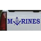 10in X 2.8in Blue -- Marines with Masonic Square and Compass Military Car Window Wall... by Rad Dezigns