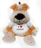 Plush Dog Butch with I Love Leslie