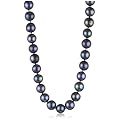 Bella Donna Damen-Collier Perlen 925 Sterlingsilber Zirkonia wei� S��waser-Zuchtperlen schwarz 8,5-9,5 mm 45 cm 104061