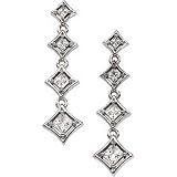 14Kt White Gold Journey Diamond Four Stone Princess Drop Earrings