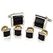 Cufflinks and Studs Set for Tuxedo - Formal Black with Shiny Gold Trimming by Men's Collections (cs2)
