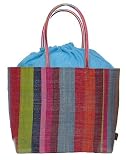 Colorful Straw / Beach / Shopper / Tote Bag Aqua Meduim