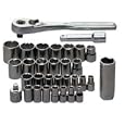 Craftsman Socket Set, 1/4" & 3/8", SAE/Met, w/Ratchet, 32Pc