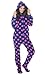 Footed Pajamas Navy Pink Polka Adult Hoodie One Piece
